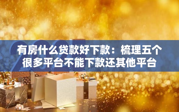 有房什么贷款好下款：梳理五个很多平台不能下款还其他平台