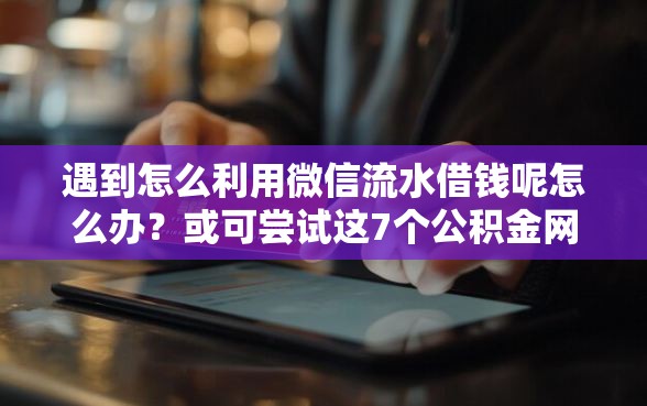 遇到怎么利用微信流水借钱呢怎么办?或可尝试这7个公积金网上贷款平台 遇到怎么利用微信流水借钱呢怎么办?或可尝试这7个公积金网上贷款平台