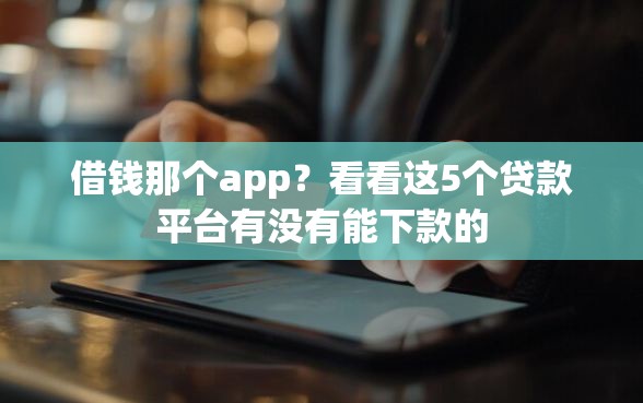 借钱那个app？看看这5个贷款平台有没有能下款的