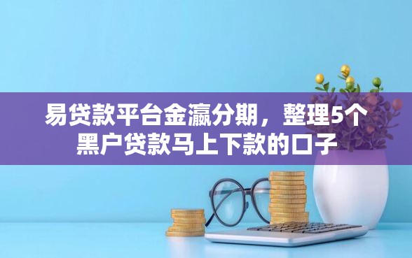 易贷款平台金瀛分期，整理5个黑户贷款马上下款的口子