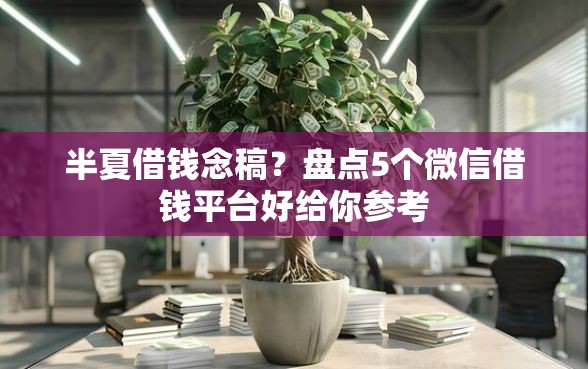 半夏借钱念稿？盘点5个微信借钱平台好给你参考