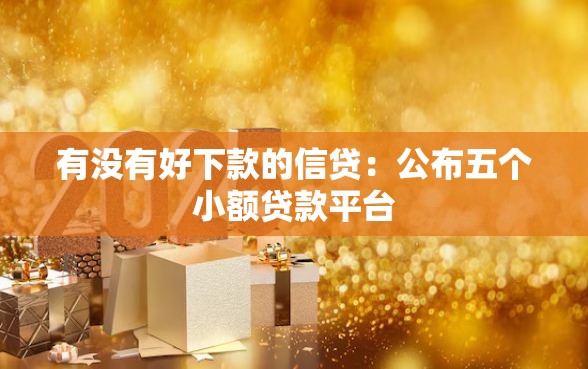有没有好下款的信贷：公布五个小额贷款平台