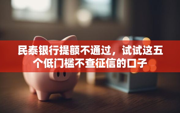 民泰银行提额不通过，试试这五个低门槛不查征信的口子