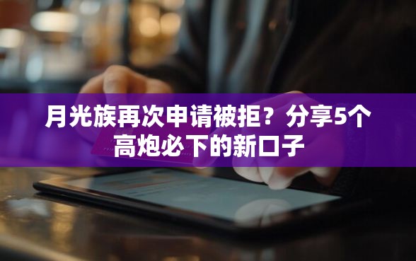 月光族再次申请被拒？分享5个高炮必下的新口子