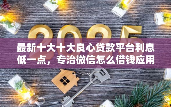 最新十大十大良心贷款平台利息低一点，专治微信怎么借钱应用还款