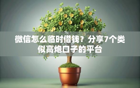 微信怎么临时借钱？分享7个类似高炮口子的平台
