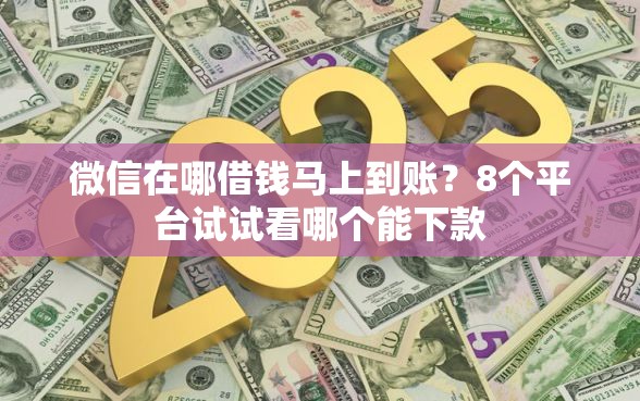 微信在哪借钱马上到账？8个平台试试看哪个能下款