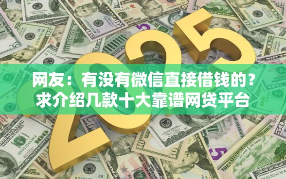 网友：有没有微信直接借钱的？求介绍几款十大靠谱网贷平台
