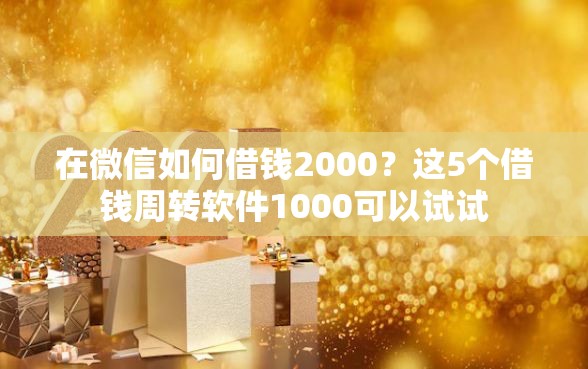 在微信如何借钱2000？这5个借钱周转软件1000可以试试
