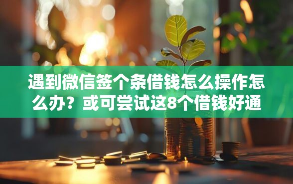 遇到微信签个条借钱怎么操作怎么办？或可尝试这8个借钱好通过率高平台
