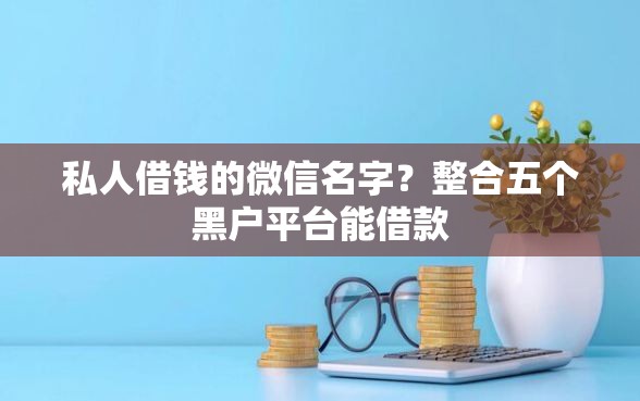 私人借钱的微信名字？整合五个黑户平台能借款