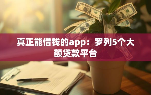 真正能借钱的app：罗列5个大额贷款平台
