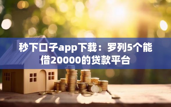 秒下口子app下载：罗列5个能借20000的贷款平台
