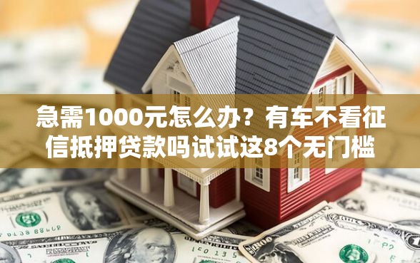 急需1000元怎么办？有车不看征信抵押贷款吗试试这8个无门槛平台