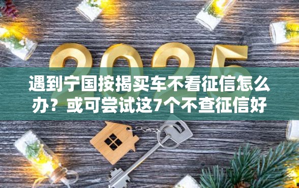 遇到宁国按揭买车不看征信怎么办？或可尝试这7个不查征信好下款的网贷软件