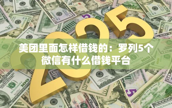 美团里面怎样借钱的：罗列5个微信有什么借钱平台