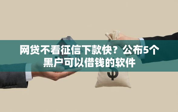 网贷不看征信下款快？公布5个黑户可以借钱的软件