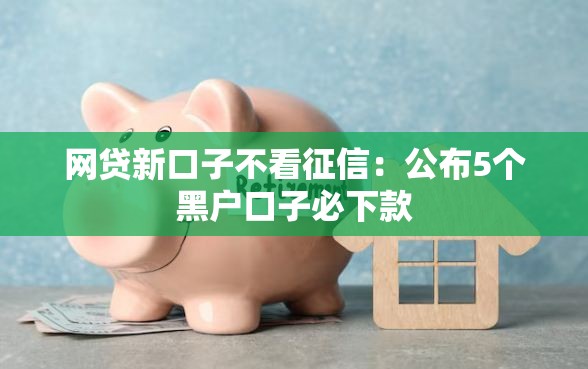 网贷新口子不看征信：公布5个黑户口子必下款