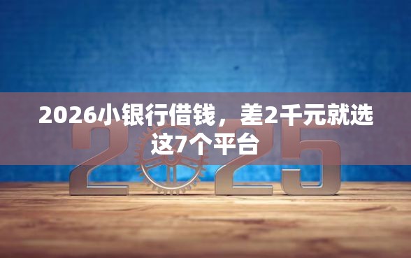 2026小银行借钱，差2千元就选这7个平台