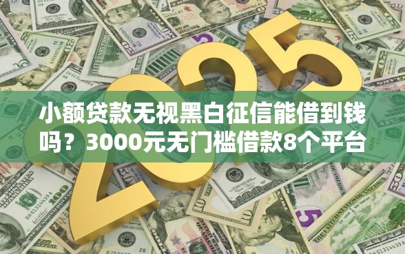 小额贷款无视黑白征信能借到钱吗？3000元无门槛借款8个平台推荐