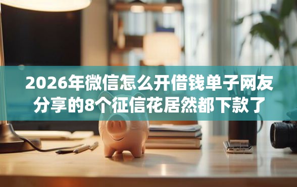 2026年微信怎么开借钱单子网友分享的8个征信花居然都下款了的app我觉得不错！