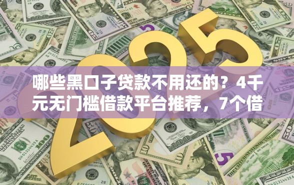 哪些黑口子贷款不用还的？4千元无门槛借款平台推荐，7个借款平台贷款不看征信盘点
