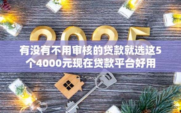 有没有不用审核的贷款就选这5个4000元现在贷款平台好用