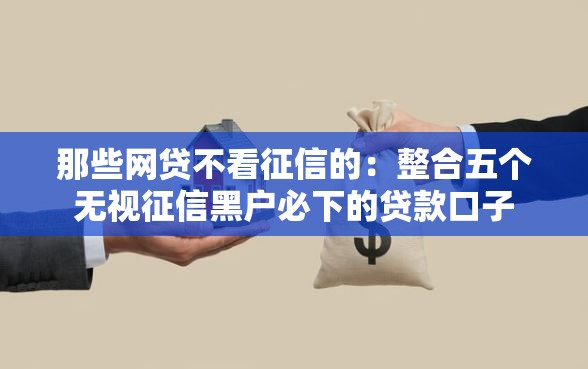 那些网贷不看征信的：整合五个无视征信黑户必下的贷款口子