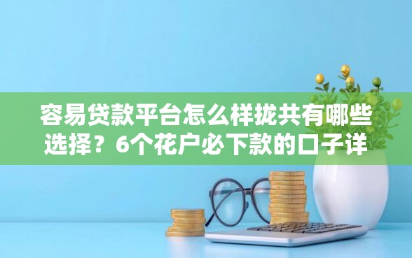 容易贷款平台怎么样拢共有哪些选择？6个花户必下款的口子详解