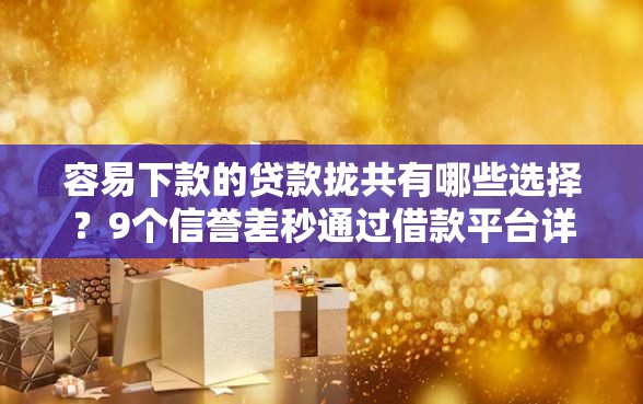容易下款的贷款拢共有哪些选择？9个信誉差秒通过借款平台详解