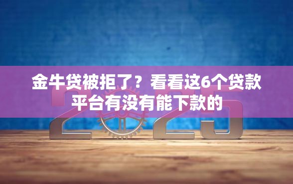 金牛贷被拒了？看看这6个贷款平台有没有能下款的