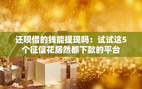 还呗借的钱能提现吗：试试这5个征信花居然都下款的平台