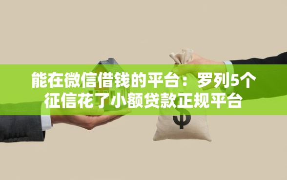 能在微信借钱的平台：罗列5个征信花了小额贷款正规平台
