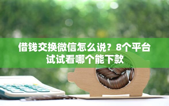 借钱交换微信怎么说？8个平台试试看哪个能下款