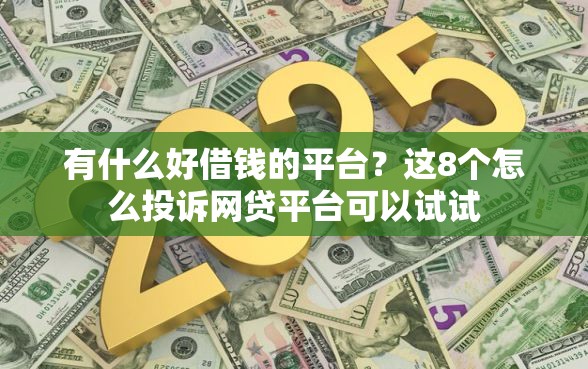 有什么好借钱的平台？这8个怎么投诉网贷平台可以试试