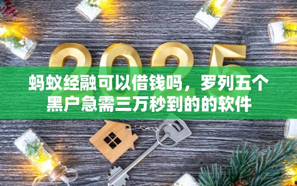 蚂蚁经融可以借钱吗，罗列五个黑户急需三万秒到的的软件