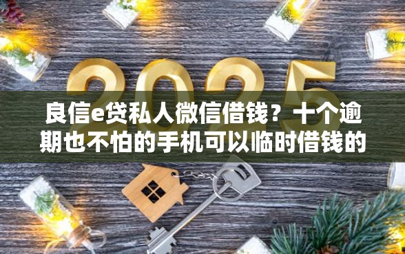 良信e贷私人微信借钱？十个逾期也不怕的手机可以临时借钱的口子