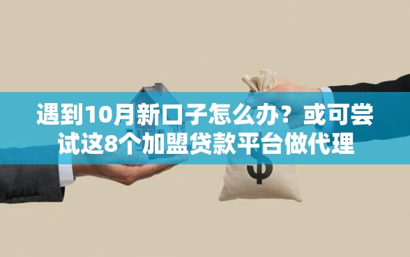 遇到10月新口子怎么办？或可尝试这8个加盟贷款平台做代理