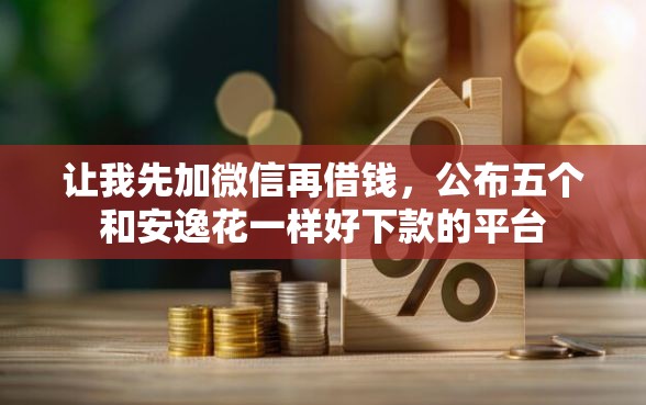 让我先加微信再借钱，公布五个和安逸花一样好下款的平台