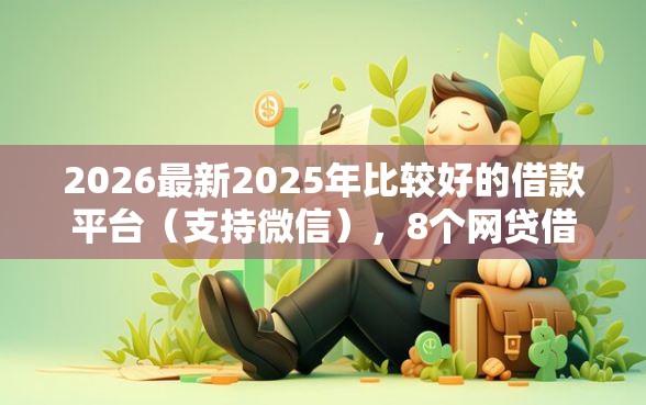 2026最新2025年比较好的借款平台（支持微信），8个网贷借款平台好无私分享