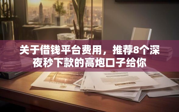 关于借钱平台费用，推荐8个深夜秒下款的高炮口子给你
