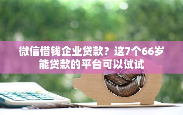 微信借钱企业贷款？这7个66岁能贷款的平台可以试试