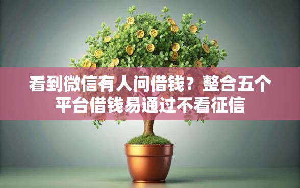 看到微信有人问借钱？整合五个平台借钱易通过不看征信