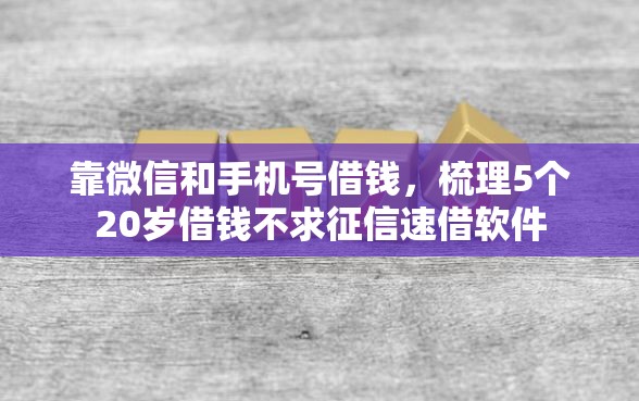靠微信和手机号借钱,梳理5个20岁借钱不求征信速借软件 靠微信和手机号借钱,梳理5个20岁借钱不求征信速借软件