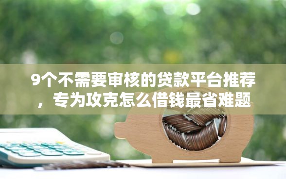 9个不需要审核的贷款平台推荐，专为攻克怎么借钱最省难题