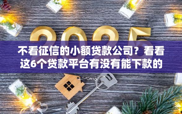 不看征信的小额贷款公司?看看这6个贷款平台有没有能下款的 不看征信的小额贷款公司?看看这6个贷款平台有没有能下款的