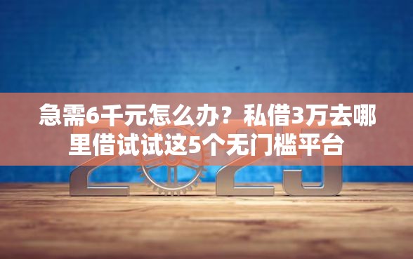 急需6千元怎么办？私借3万去哪里借试试这5个无门槛平台