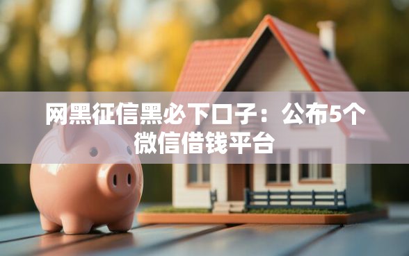 网黑征信黑必下口子：公布5个微信借钱平台