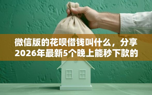 微信版的花呗借钱叫什么，分享2026年最新5个晚上能秒下款的高炮口子