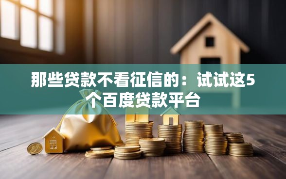 那些贷款不看征信的：试试这5个百度贷款平台